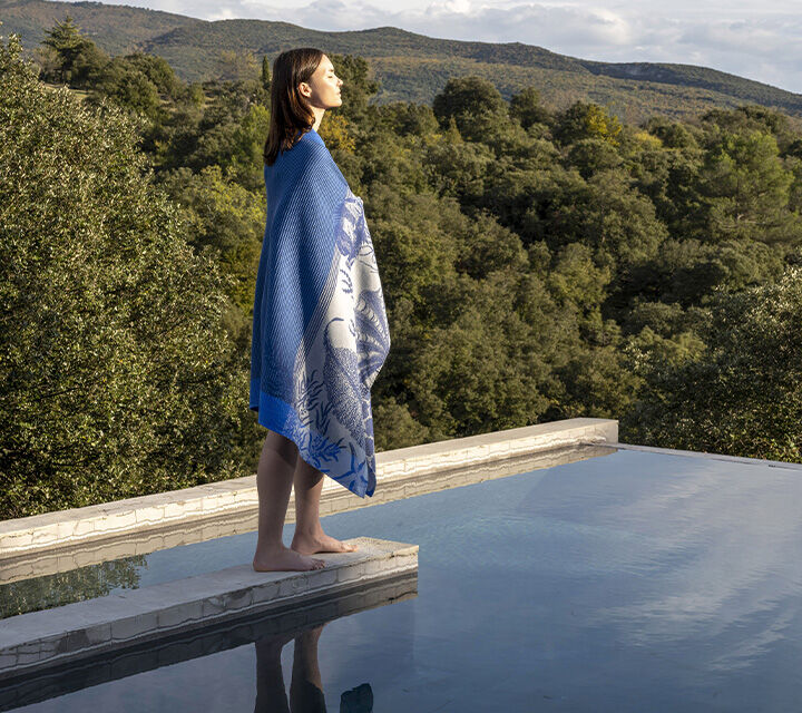 drap de plage bleu